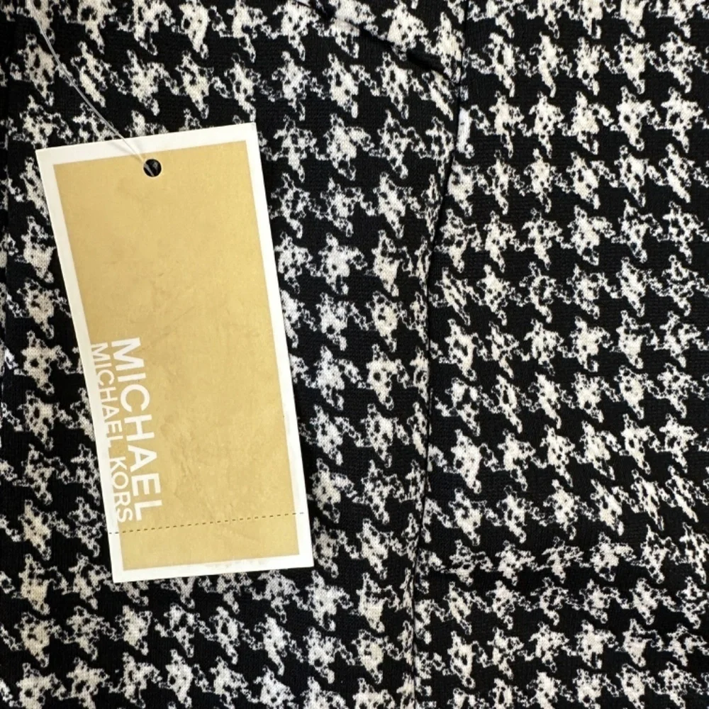 *MICHAEL KORS* Black x White Houndstooth Plain Stretch Skirt Size 10 NWT